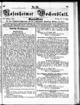 Rosenheimer Wochenblatt (Rosenheimer Anzeiger) Sonntag 17. August 1862