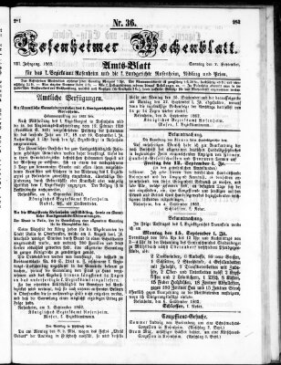 Rosenheimer Wochenblatt (Rosenheimer Anzeiger) Sonntag 7. September 1862