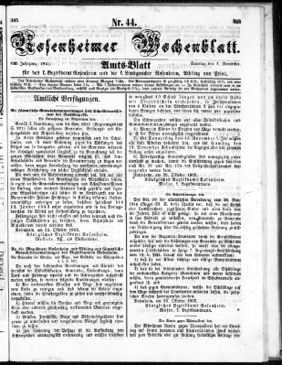 Rosenheimer Wochenblatt (Rosenheimer Anzeiger) Sonntag 2. November 1862