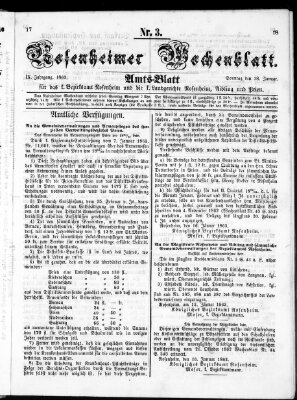 Rosenheimer Wochenblatt (Rosenheimer Anzeiger) Sonntag 18. Januar 1863