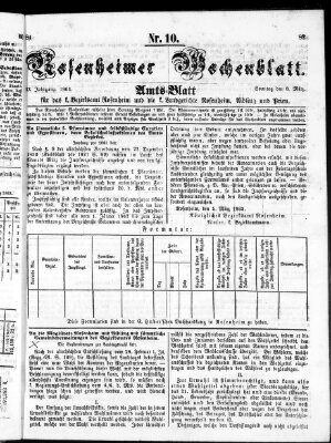 Rosenheimer Wochenblatt (Rosenheimer Anzeiger) Sonntag 8. März 1863