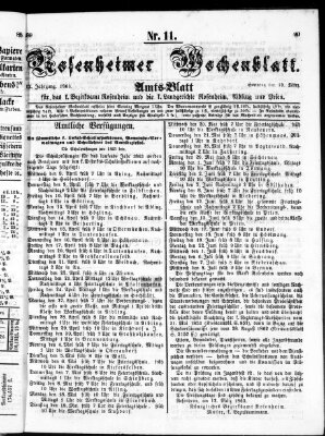 Rosenheimer Wochenblatt (Rosenheimer Anzeiger) Sonntag 15. März 1863