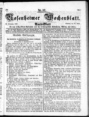 Rosenheimer Wochenblatt (Rosenheimer Anzeiger) Sonntag 26. April 1863