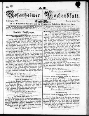 Rosenheimer Wochenblatt (Rosenheimer Anzeiger) Sonntag 26. Juli 1863