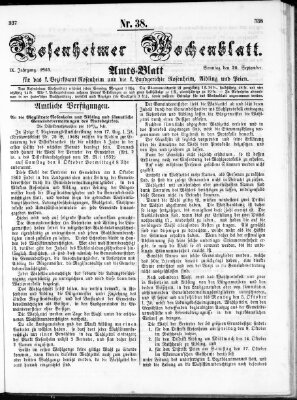 Rosenheimer Wochenblatt (Rosenheimer Anzeiger) Sonntag 20. September 1863