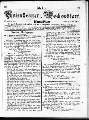 Rosenheimer Wochenblatt (Rosenheimer Anzeiger) Sonntag 11. Oktober 1863