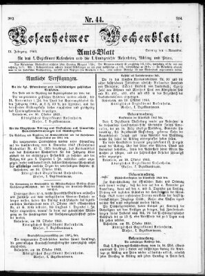 Rosenheimer Wochenblatt (Rosenheimer Anzeiger) Sonntag 1. November 1863