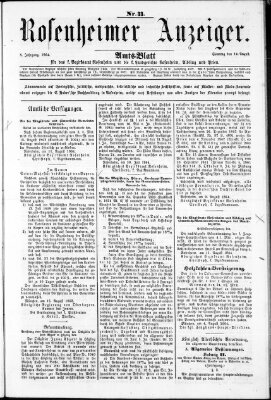 Rosenheimer Anzeiger Sonntag 14. August 1864