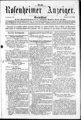 Rosenheimer Anzeiger Sonntag 21. August 1864