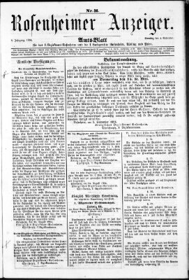 Rosenheimer Anzeiger Sonntag 4. September 1864