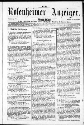 Rosenheimer Anzeiger Sonntag 27. November 1864