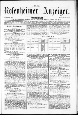 Rosenheimer Anzeiger Sonntag 20. August 1865