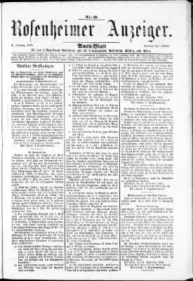 Rosenheimer Anzeiger Sonntag 1. Oktober 1865