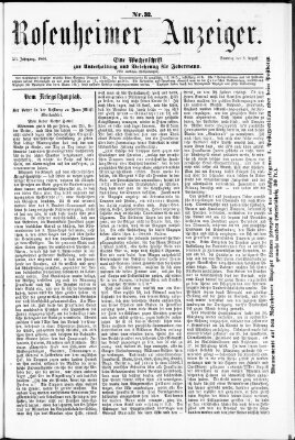 Rosenheimer Anzeiger Dienstag 7. August 1866