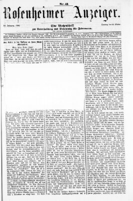 Rosenheimer Anzeiger Sonntag 21. Oktober 1866