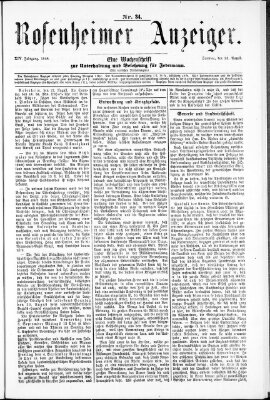 Rosenheimer Anzeiger Sonntag 23. August 1868