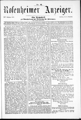 Rosenheimer Anzeiger Sonntag 15. November 1868