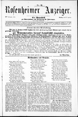 Rosenheimer Anzeiger Sonntag 27. Dezember 1868