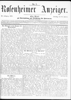 Rosenheimer Anzeiger Sonntag 24. Januar 1869