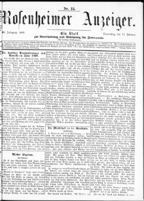 Rosenheimer Anzeiger Donnerstag 11. Februar 1869