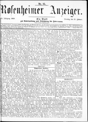 Rosenheimer Anzeiger Sonntag 21. Februar 1869