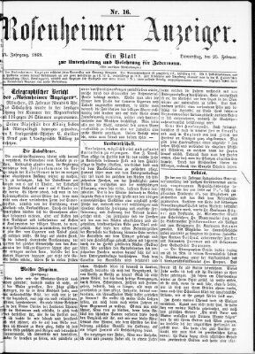 Rosenheimer Anzeiger Donnerstag 25. Februar 1869