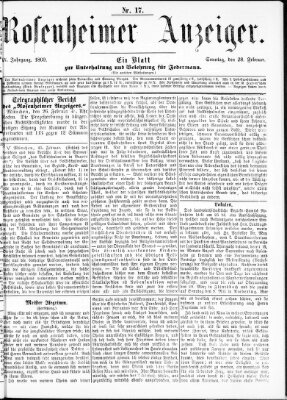 Rosenheimer Anzeiger Sonntag 28. Februar 1869