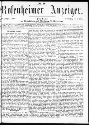 Rosenheimer Anzeiger Donnerstag 4. März 1869