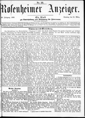 Rosenheimer Anzeiger Sonntag 21. März 1869