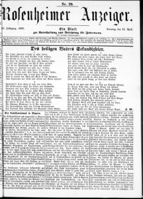 Rosenheimer Anzeiger Sonntag 11. April 1869