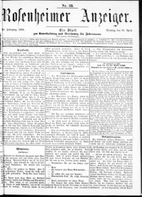 Rosenheimer Anzeiger Sonntag 25. April 1869