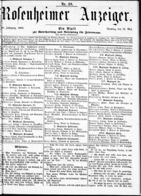 Rosenheimer Anzeiger Sonntag 16. Mai 1869