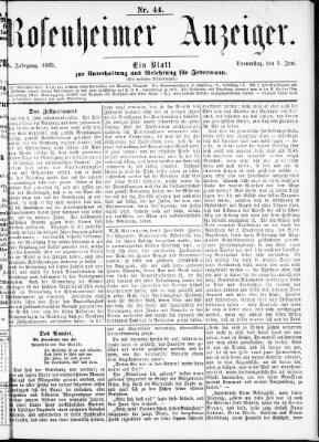 Rosenheimer Anzeiger Donnerstag 3. Juni 1869