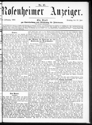 Rosenheimer Anzeiger Sonntag 13. Juni 1869