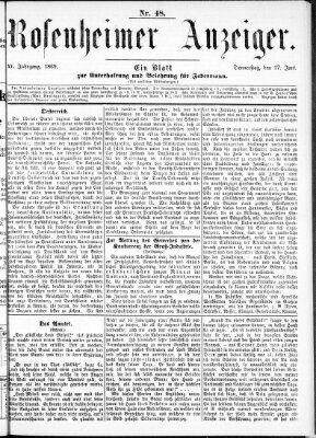 Rosenheimer Anzeiger Donnerstag 17. Juni 1869