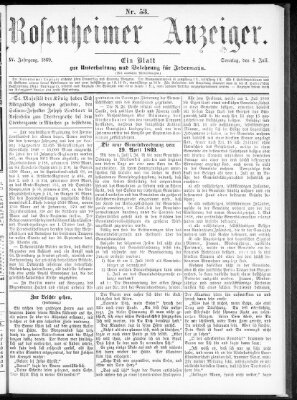 Rosenheimer Anzeiger Sonntag 4. Juli 1869