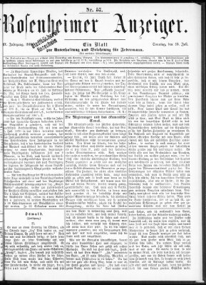 Rosenheimer Anzeiger Sonntag 18. Juli 1869