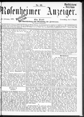 Rosenheimer Anzeiger Donnerstag 5. August 1869