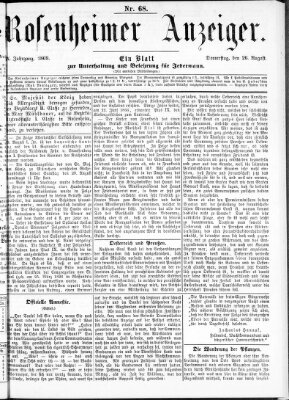 Rosenheimer Anzeiger Donnerstag 26. August 1869