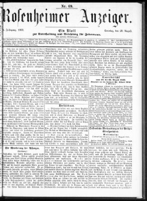 Rosenheimer Anzeiger Sonntag 29. August 1869