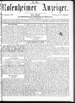 Rosenheimer Anzeiger Sonntag 19. September 1869