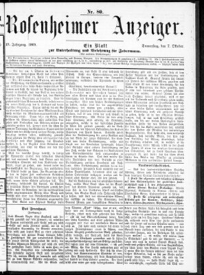 Rosenheimer Anzeiger Donnerstag 7. Oktober 1869