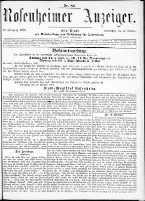 Rosenheimer Anzeiger Donnerstag 14. Oktober 1869