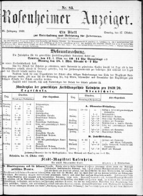 Rosenheimer Anzeiger Sonntag 17. Oktober 1869