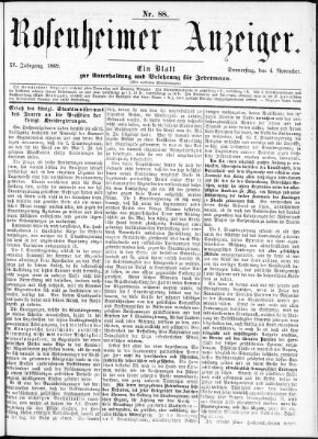 Rosenheimer Anzeiger Donnerstag 4. November 1869