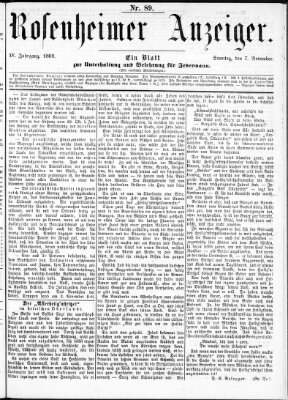 Rosenheimer Anzeiger Sonntag 7. November 1869