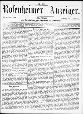 Rosenheimer Anzeiger Sonntag 14. November 1869