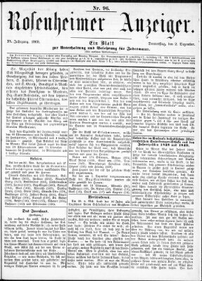 Rosenheimer Anzeiger Donnerstag 2. Dezember 1869