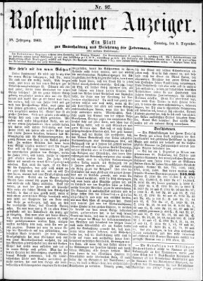 Rosenheimer Anzeiger Sonntag 5. Dezember 1869