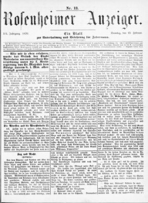 Rosenheimer Anzeiger Sonntag 13. Februar 1870